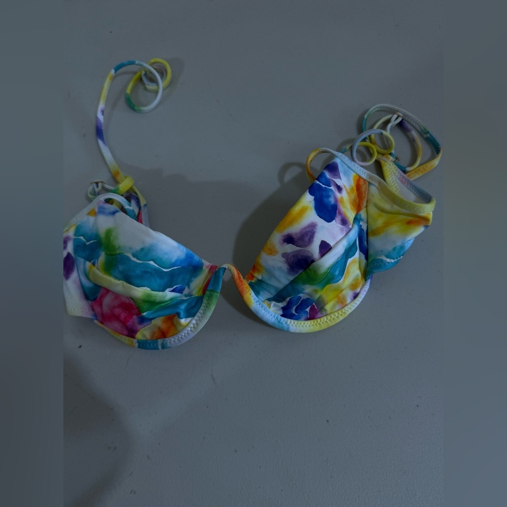 Heavy Manners Multicolor Watercolor Print Bikini Top